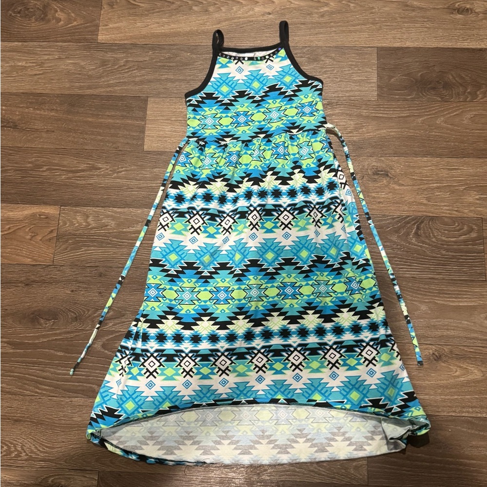 Justice Blue Aztec Print Dress Size 7